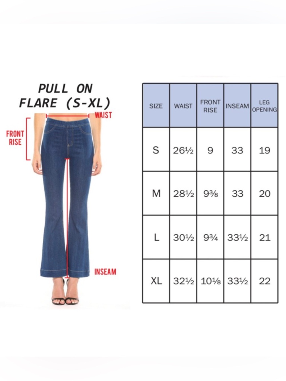 Blue Dark Wash Pull On Flare Ultra Stretchy Denim Jegging Long Jeans - Picture 12 of 12